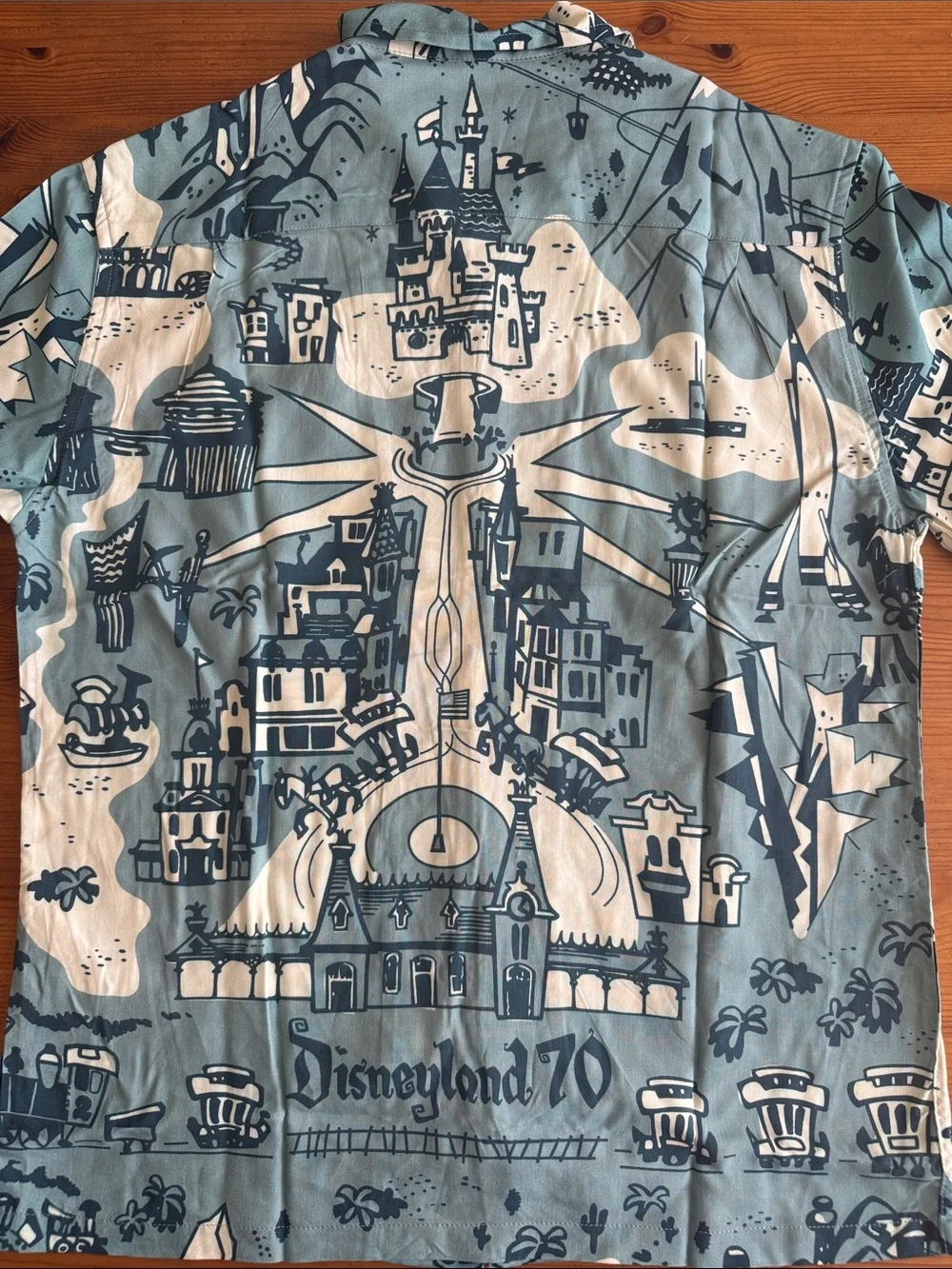 Disney Disneyland Vault 70th Anniversary Map Design Button Down Tee Shirt